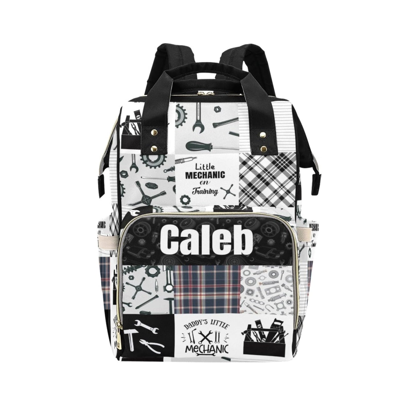 Noverbibi Custom Mechanic Diaper Bag Backpack for Mom Personalized Name Large Nappy Nursing Orangizer Mommy Bags, Waterproof Tra