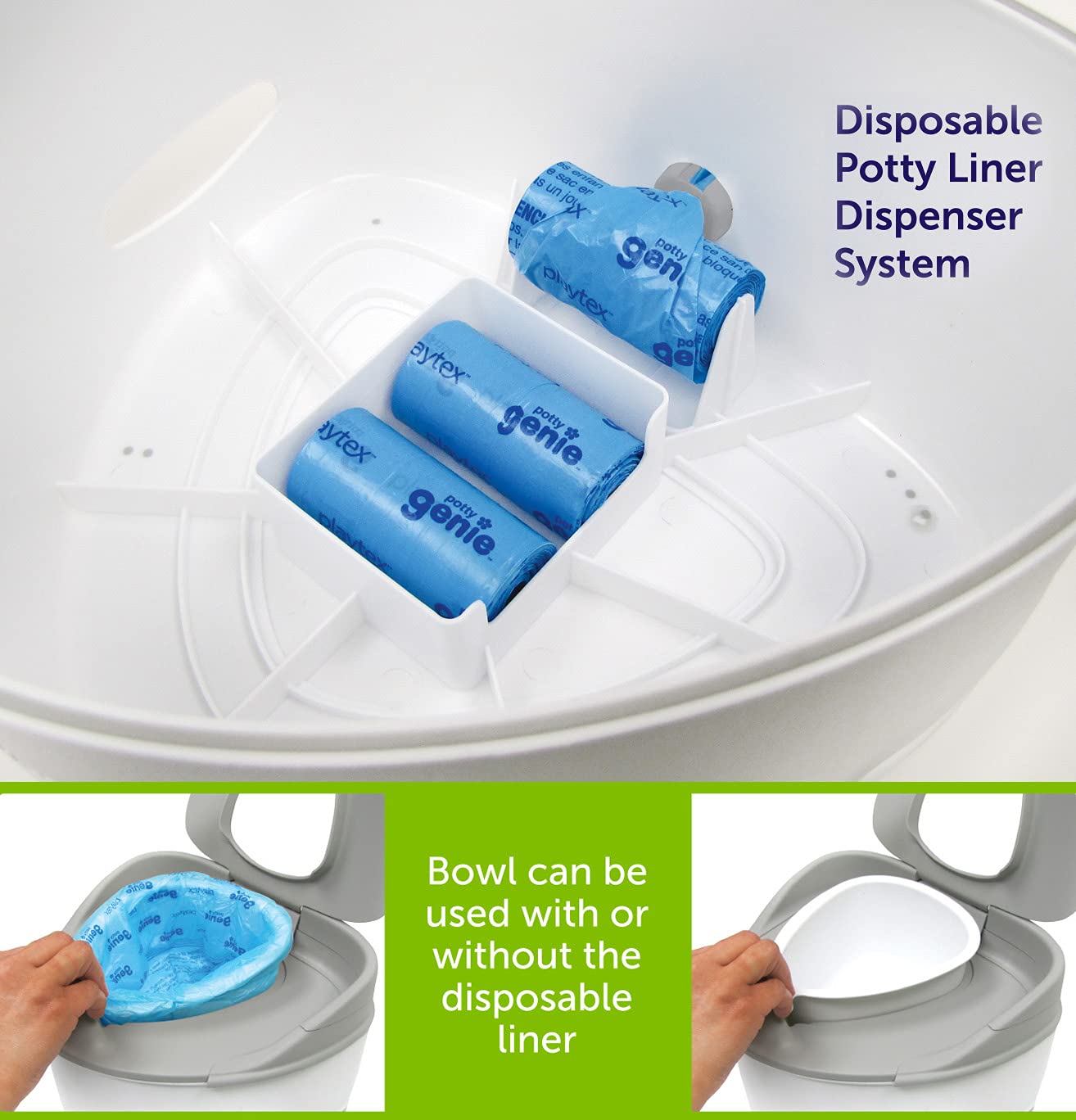 Playtex Baby Potty Genie Liner Refill Bags 2 Pack, Blue