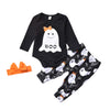 Hiha Baby Halloween Outfits Toddler Girls Boys One Piece Romper Ghost Pants Headband Halloween Clothes 3Pcs (Girls, 3-6Months)