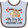 Inktastic My First Valentines Day Baby Sloth Baby Bib Blue And Chocolate 39C36
