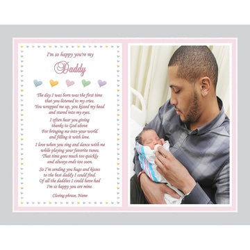 Poetry Gifts Daddy'S Girl Frame, So Happy You'Re My Dad For Christmas Or His Birthday, 8X10 Inch Print Personalized With Name An