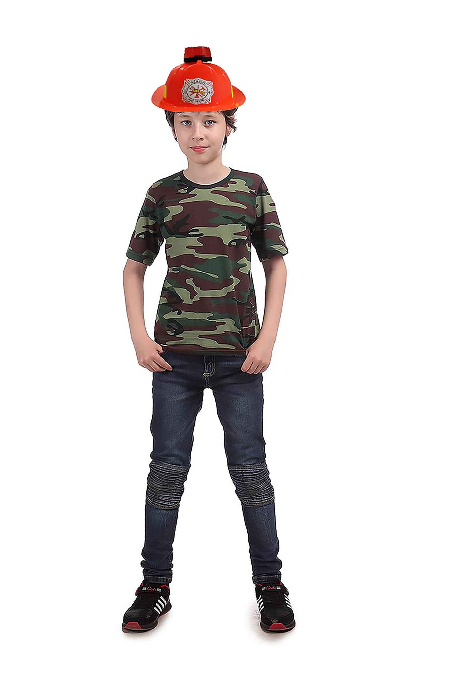 Nicky Bigs Novelties Fireman Helmet With Siren Light And Sounds - Red, One Size, Plastic, For Firefighter Costume, Teens, Hallow