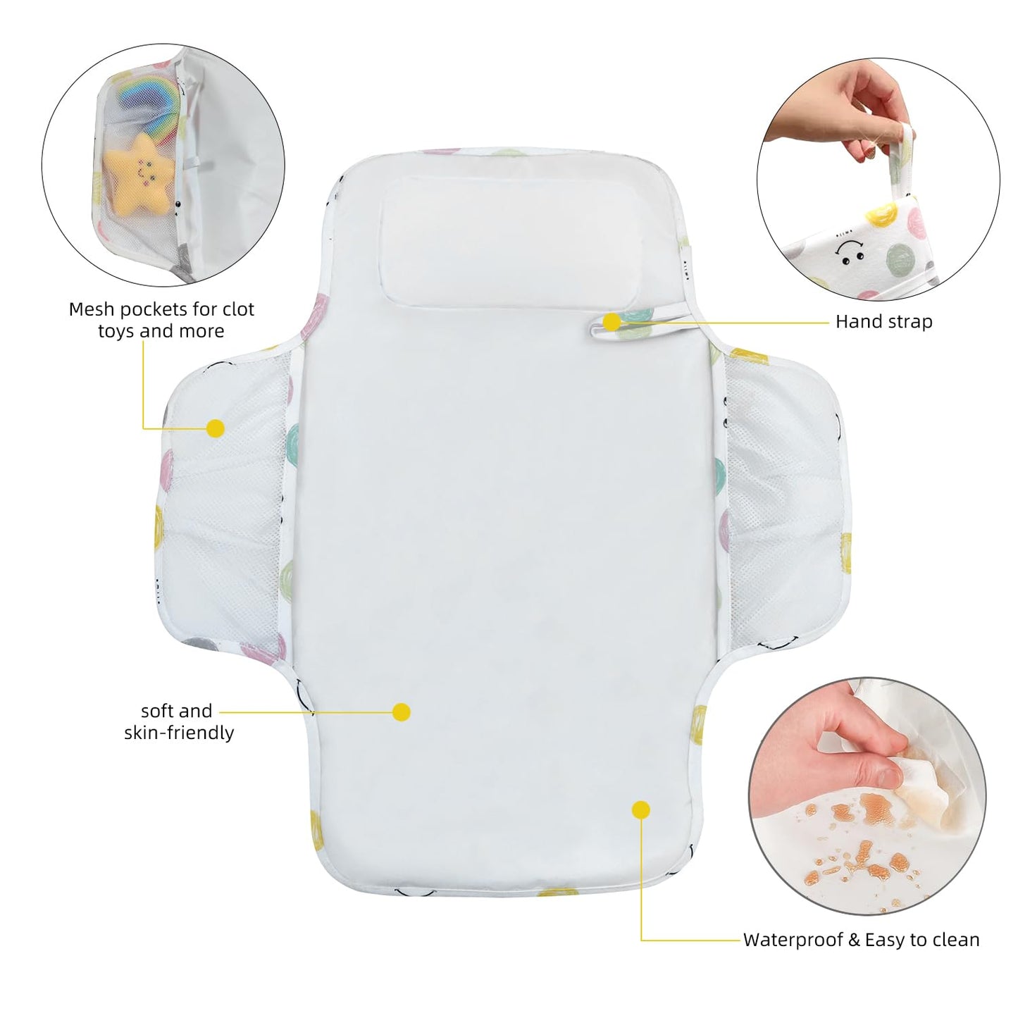 Baby Portable Diaper Changing Pad, Cotton Waterproof Foldable Infant Changing Mat With Storage Pocket For Home Travel Outside Ne