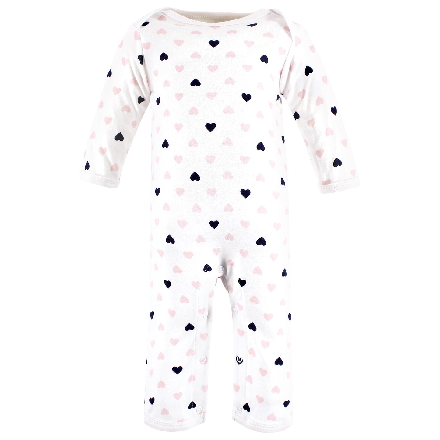 Hudson Baby Unisex Baby Cotton Coveralls, Girl-Daddy Pink Navy, 0-3 Months