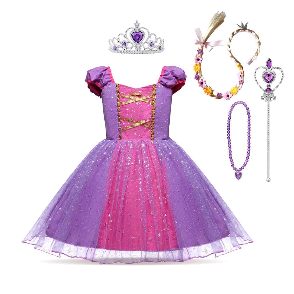 Dressy Daisy Princess Costume Fancy Sparkle Tulle Dress Up for Toddler Girls, Halloween Birthday Party Outfit with Accessories S