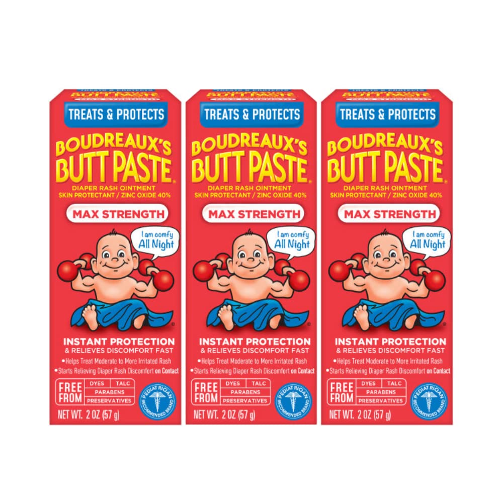 Boudreaux'S Butt Paste Maximum Strength Diaper Cream, 2 Ounce (3 Pack)