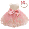 Baby Girls Embroidery Lace Dresses Toddler Ruffles Infant Easter Tutu Dress With Headwear (Pink,70)