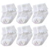 Xiyadun 6 Pairs Newborn Infant Baby Girls 0-12 Months Turn Cuff Ankle Socks Low Cut Cottle Ruffle Cute Dress Socks (0-6 Months,