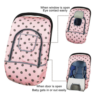 Carseat Cover Girls, Winter Baby Car Seat Covers For Infant Car Seat, Baby Carrier Cover Canopy, Window In Door Zipper Open, Thi