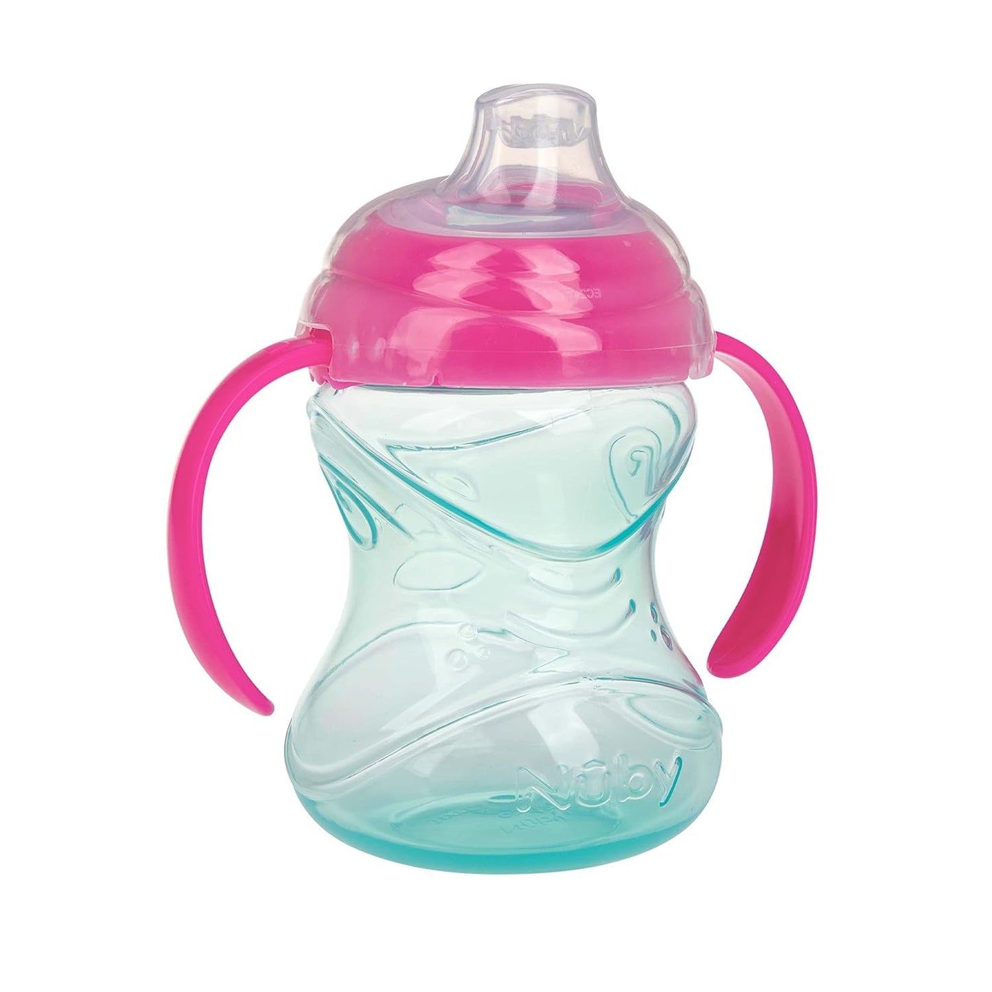 Nuby 3 Piece No-Spill Grip N Sip Cup With Silicone Soft Flex Spout, 2 Handle With Clik It Lock Feature, Girl,10 Ounce
