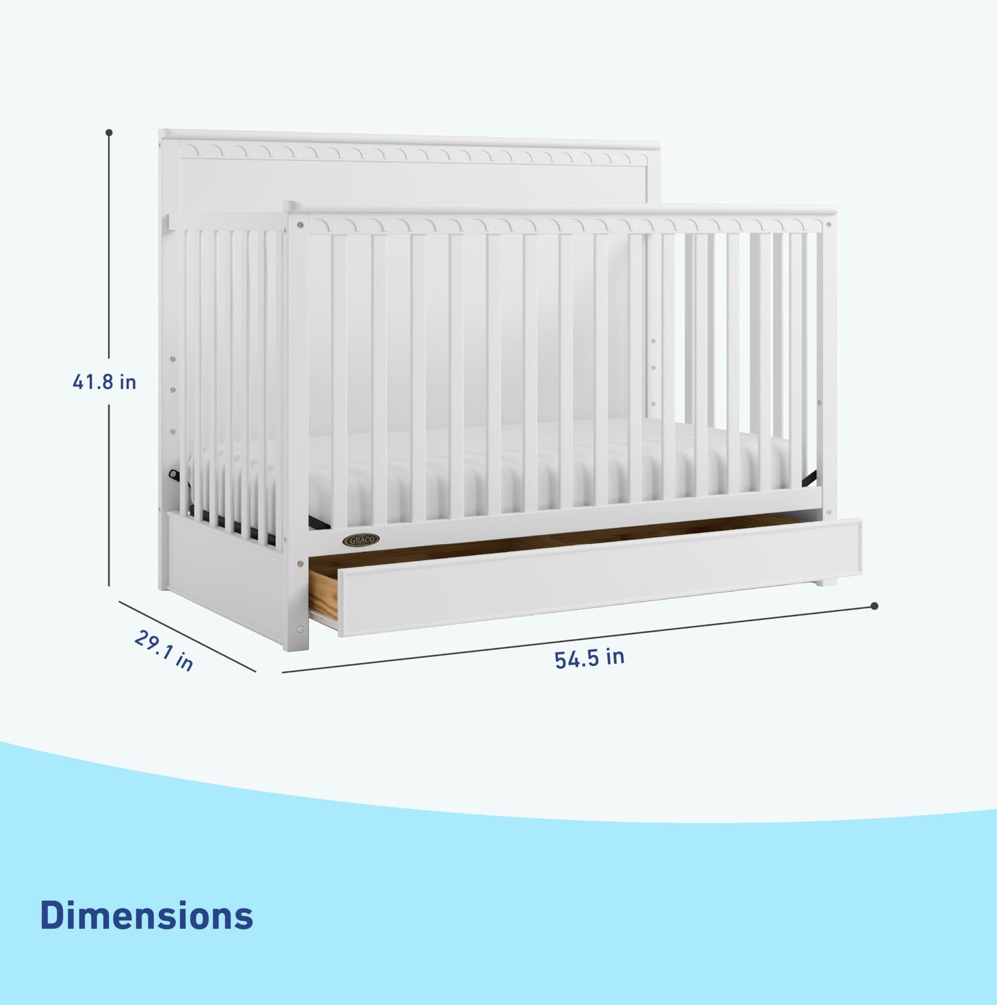 Graco Sasha 5-In-1 Convertible Crib With Storage Drawer (White) - Greenguard Gold Certified Baby Crib Crafted From Wood, Convert