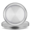 E-Far Stainless Steel Plates Set Of 4, 8-Inch Metal Dinner Plates For Kids Toddlers, Great For Self-Feeding/Picnic/Outdoor Campi