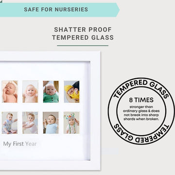 My First Year 12 Month Photo Frame, Remember Your Baby'S First Year, 18 X 8.5 Inch (Extra Large Size), Sawtooth Hanger + Kicksta