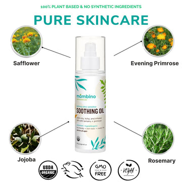 Mambino Organics Soothing Baby Oil - Organic, Unscented Oil With Jojoba & Evening Primrose - Gentle For Hair & Dry, Irritated, I