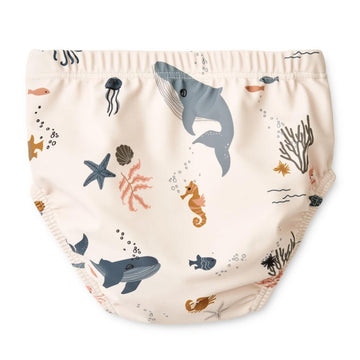 Ldioif Baby Toddler Unisex Reusable Swim Diaper, Size 2-3, 1 Count, Blue, Animal Print, Waterproof, Bisphenol A Free, 22-34 Lbs,