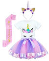 Jiaduo Girls Unicorn Costume Rainbow Tutu With White Shirt, Headband & Satin Sash Light Purple Medium/2-4T