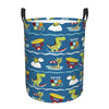 Pevtufa Dinosaur On The Beach Vacation Foldable Laundry Basket Organizer,Fabric Clothes Toy Storage Basket Nursery Hamper Storag