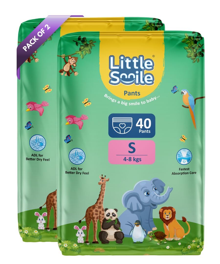 Littlesmile Baby Pants Extra Absorb Diapers Small 80 Pieces Pack Of 2