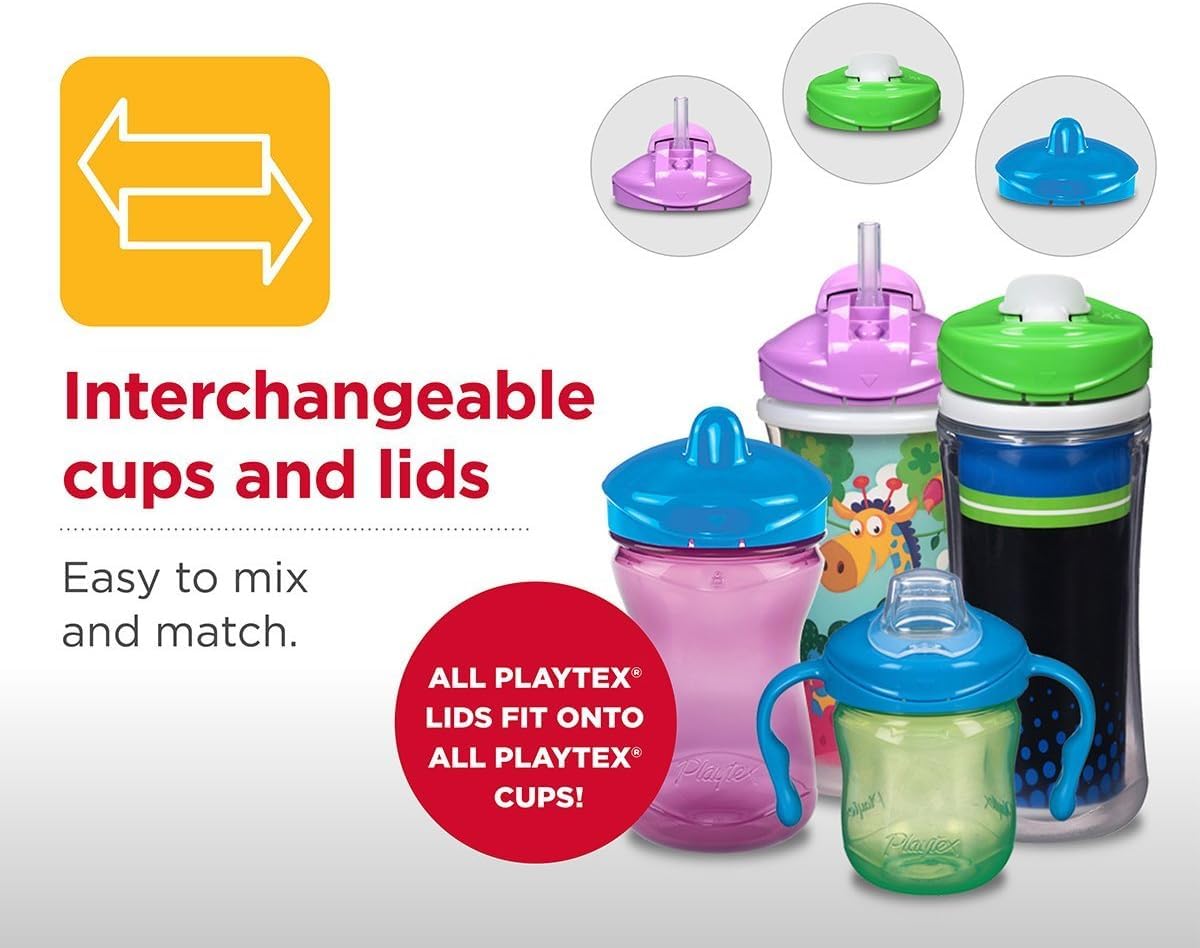 Playtex Baby Sipsters Stage 3 Straw Cups, Spill-Proof, Leak-Proof, Insulated - Sea Creatures, Monsters And Zoo Animal, 9 Oz, 3 C
