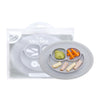 ezpz Mini Mat (Pewter) - 6 -12 Months+ - 100% Silicone Suction Placemat + Divided Plate with Three Compartments - Supports Baby-