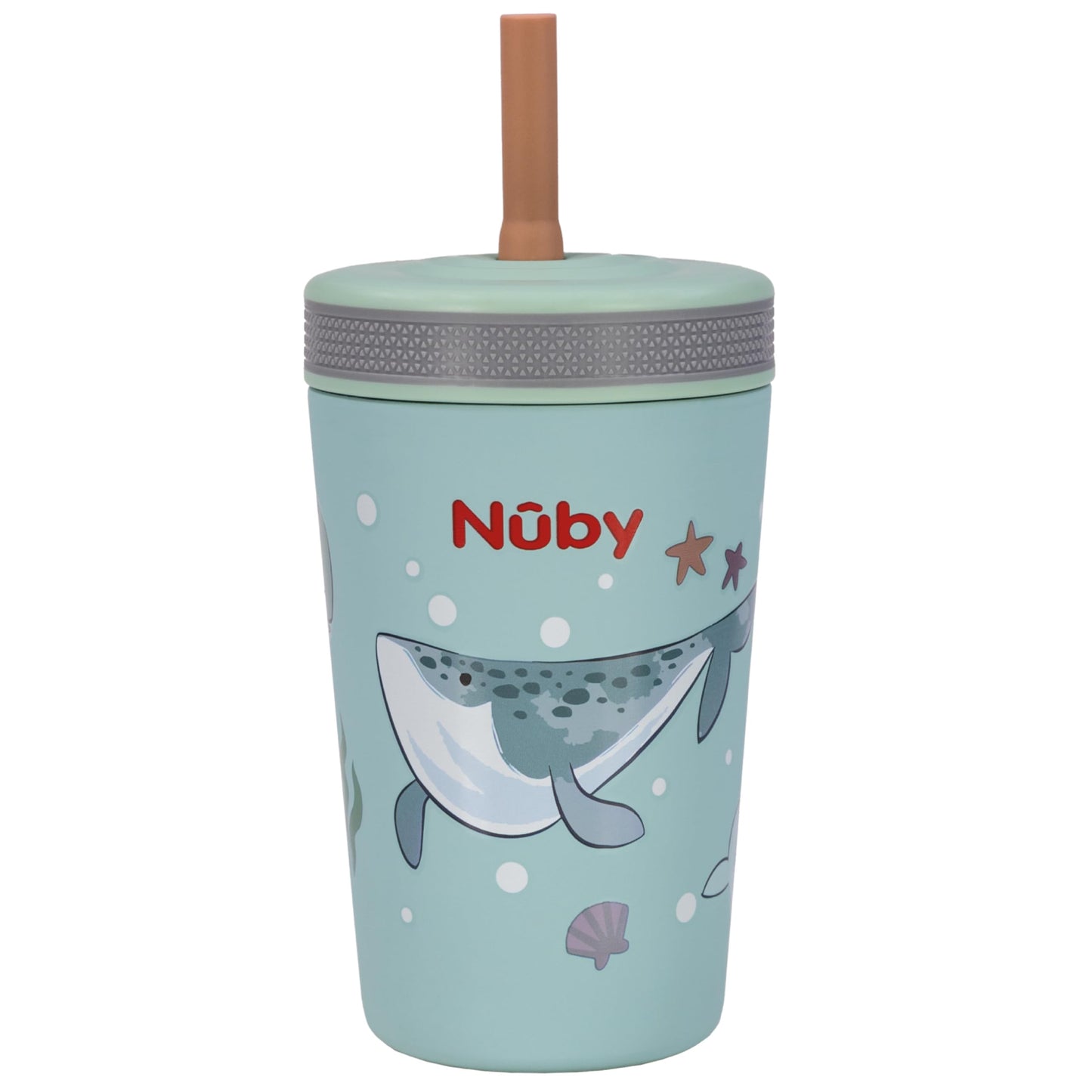 Nuby Thirsty Kids Insulated Toddler Cup with Silicone Flexstraw - 12 oz - Stainless Steel and Leak-Resistant - 18+ Months - Ocea