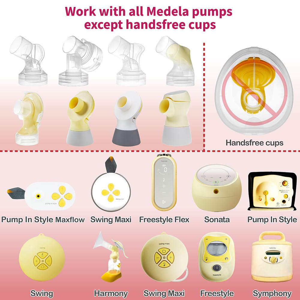 Nenesupply 19Mm Oval Flanges Compatible With Medela Breast Pump Parts Replace 19Mm Medela Flange Accessories. Work With Pump In
