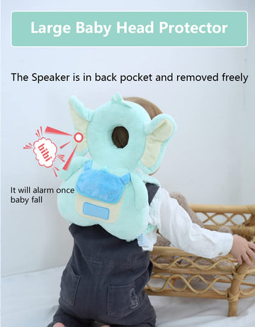 Head Safety Protector Pad For Baby Toddler Walker,Infant Talking Head Protection Backpack Cushion (Z Light Blue Elephant Sets)