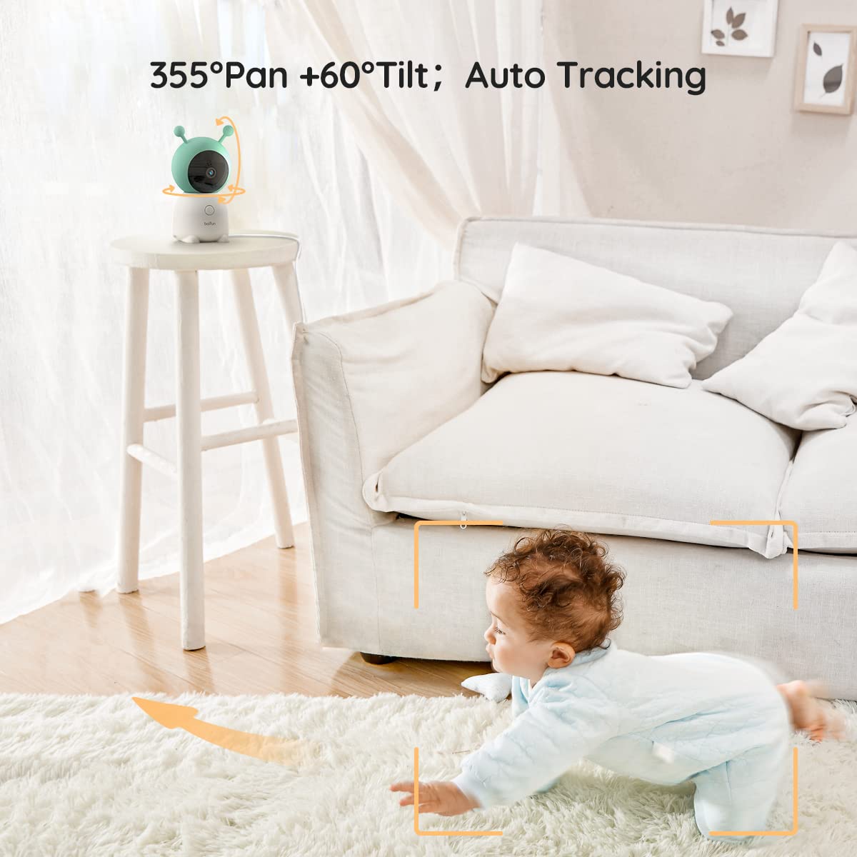Boifun 2K Split-Screen 5 Inch Wi-Fi Baby Monitor With 2 Cameras, Colorful Night Light, Ai Motion & Sound & Humidity & Temp Detec
