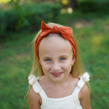 Babygiz Baby Girl Headbands-Infant,Toddler Cotton Handmade Hairbands With Bows Child Hair Accessories (Rust)