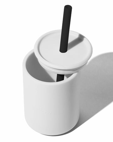 Avanchy Baby Cup With Straw, Training Sippy Cups For Infant To Toddler Kids, Baby Led Weaning 8 Ounce, 6+ Months, Silicone, Whit