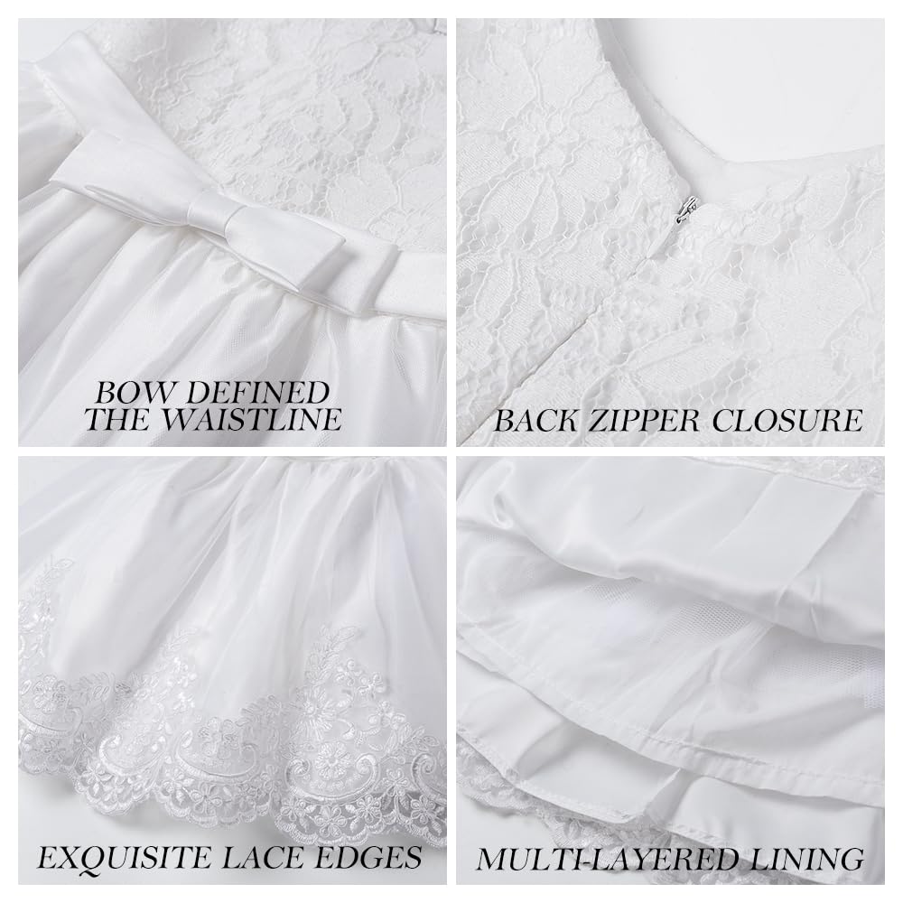 Tulle Tutu Girl Dress Princess Wedding Pageant Party Baby Dresses White 2-3T