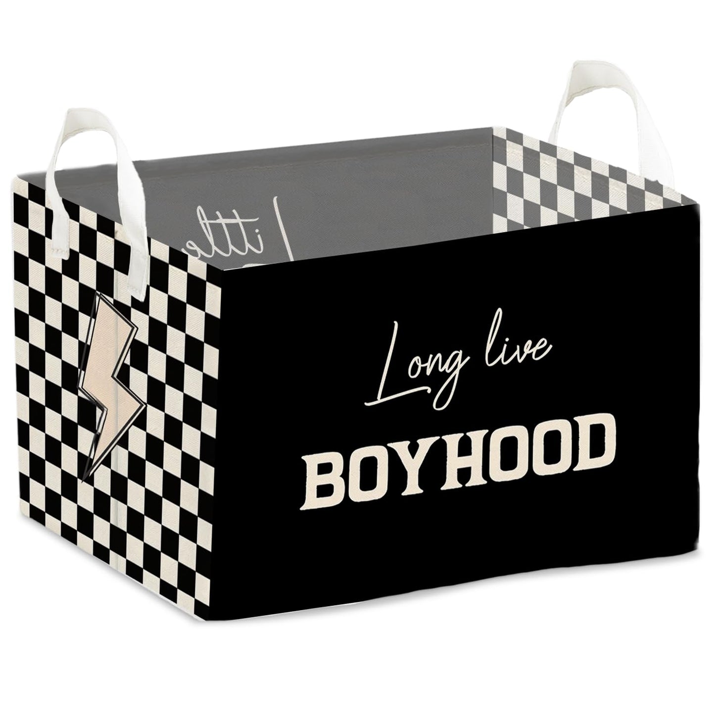 Funny Storage Basket with Handles, Storage Box for Nursery Toy and Costume- Little Man Cave- Waterproof Rectangular Fabric Box f