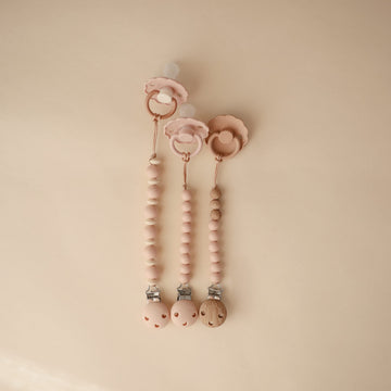 Mushie 100% Silicone Baby Pacifier Clip Bpa Free | Luna (Blush)