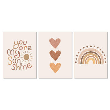 Canssape Beige Wall Art Decor Set Of 3 Boho Bedroom Decor You Are My Sunshine Wall Prints Rainbow Poster Prints 16 'X24 ' Love