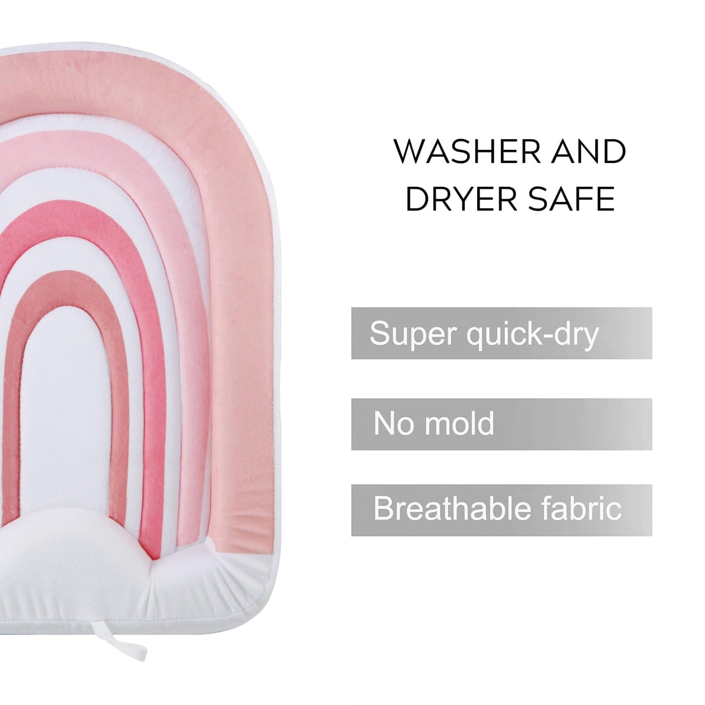 Pandaear Baby Bath Pad For Infant Newborn | Bath Seat Soft Rainbow Cushion Mat For Sink Bathtub Essentials Shower Gift (Pink)