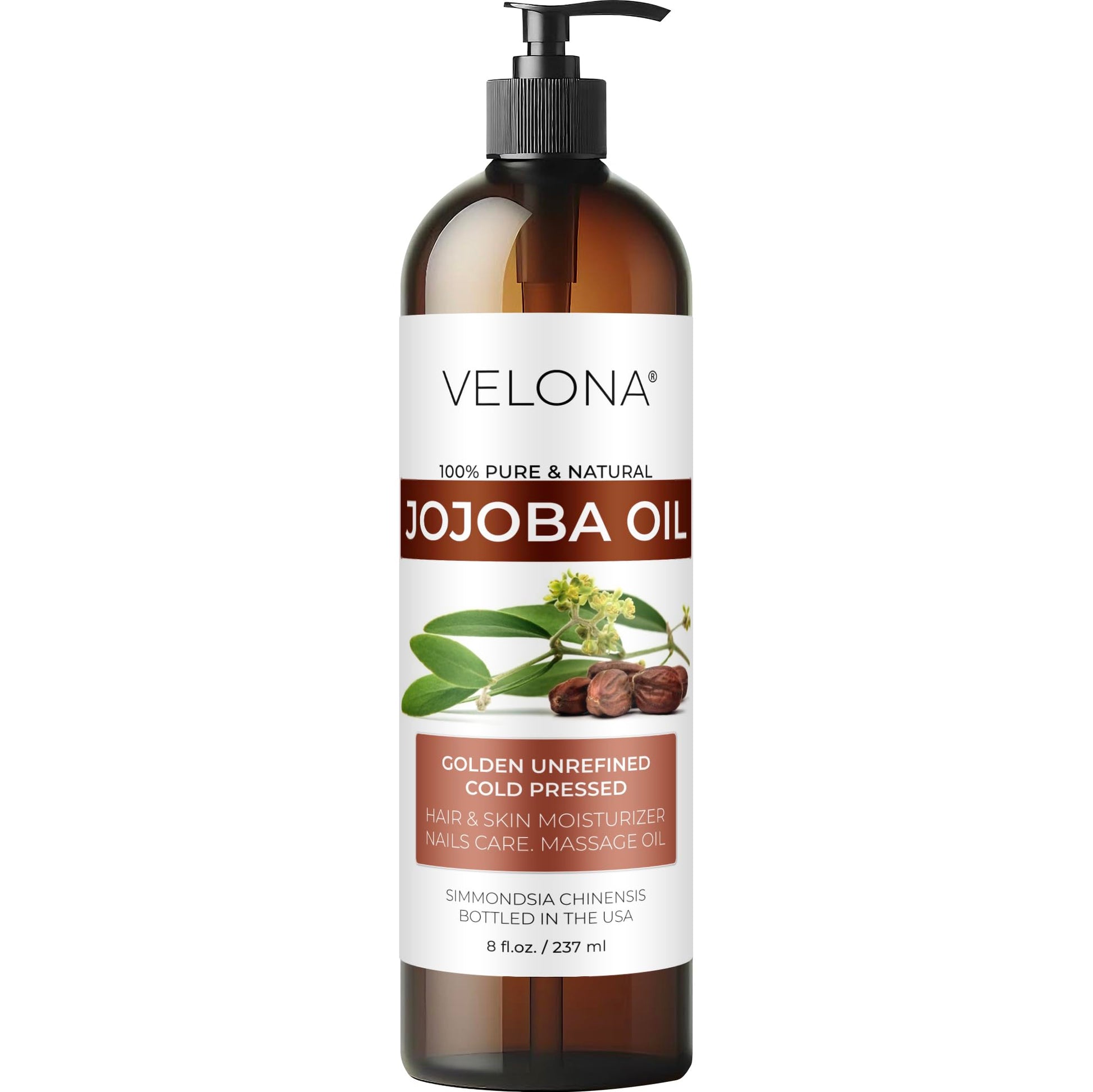 Jojoba Oil - 8 Fl Oz (With Pump) | 100% Pure And Natural | Golden, Unrefined, Cold Pressed, Hexane Free