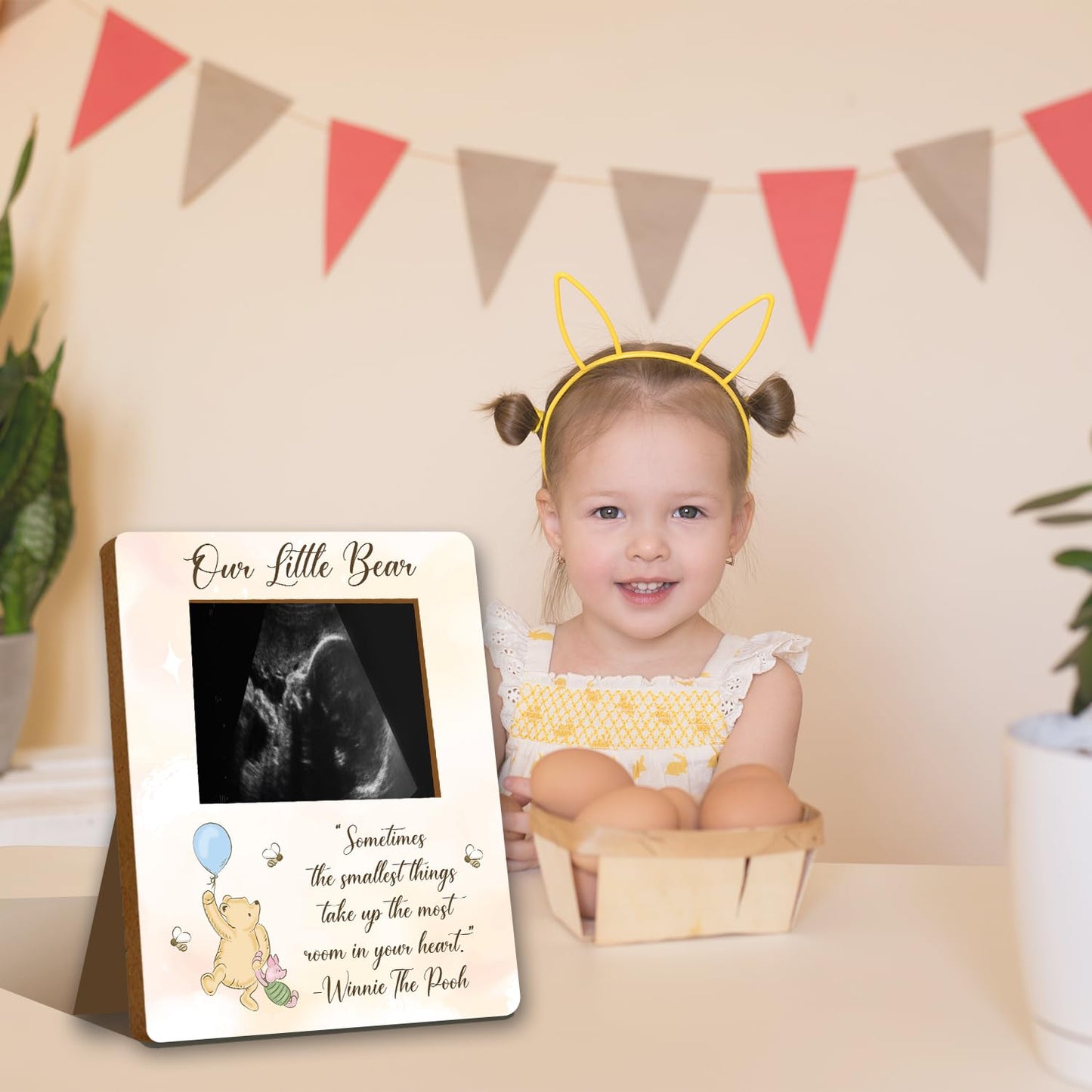 Winnie Pregnancy Keepsakes: Ultrasound & Gender Reveal Frames, Baby Shower Decor & Signs