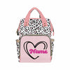 Customized School Bag With Name, Large Capacity Waterproof Diaper Bag, Leopard Heart Print Monogram Nappy Backpack With Thermal