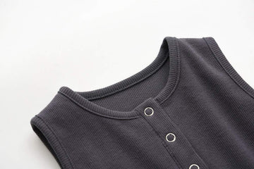 Teach Leanbh Baby Romper Cotton Sleeveless Button Down One Piece Linen Jumpsuit Coverall 3-24 Months (Army Green, 12-18 Months)