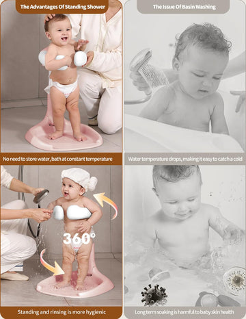 Baby Shower Stand, Baby Bath Support, Baby Shower Standing Support With Adjustable Height And Armrest, Baby Bath Stand With Anti
