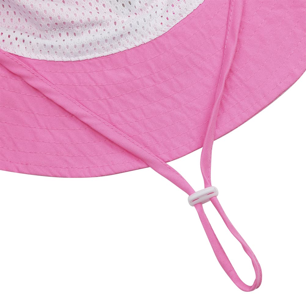 Baby Girl Sun Hat Summer Beach Bucket Hats For Toddler 6-12,12-24 Months 2Pack Smile Face White/Pink