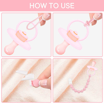 Minmunjiu Silicone Pacifier Clip Holder, 4 Pack One Piece Soft Flexible Binky Clips Pacifier Holder Clip For Girls, Baby Newborn