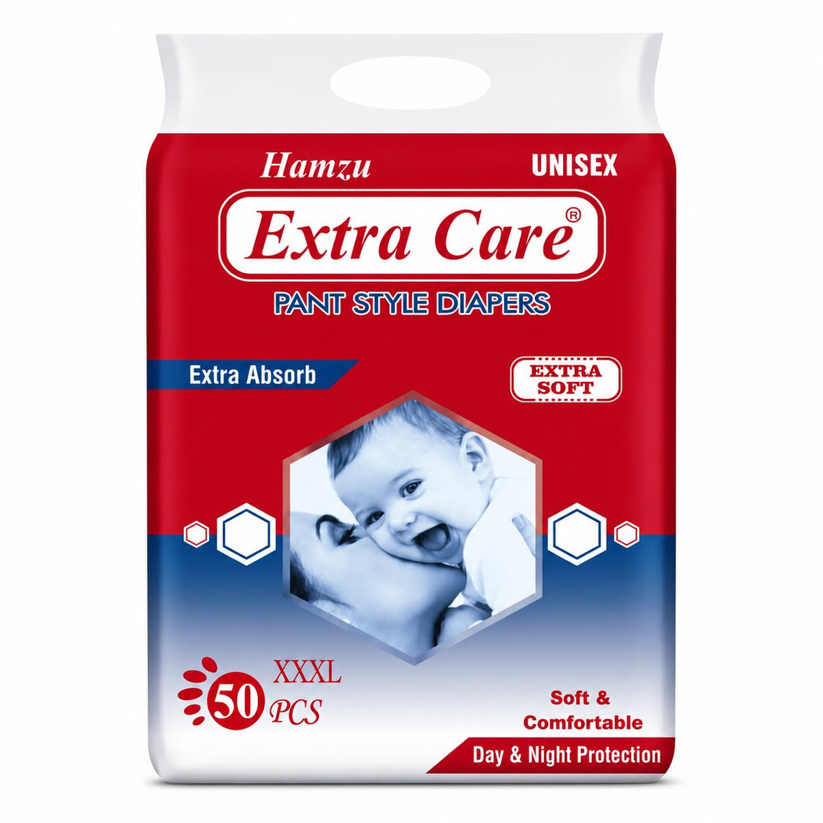 Hamzu Extra Care Baby Pant Diaper Xxxl Size 50 Piece (1822 Kg) Pack Of 1