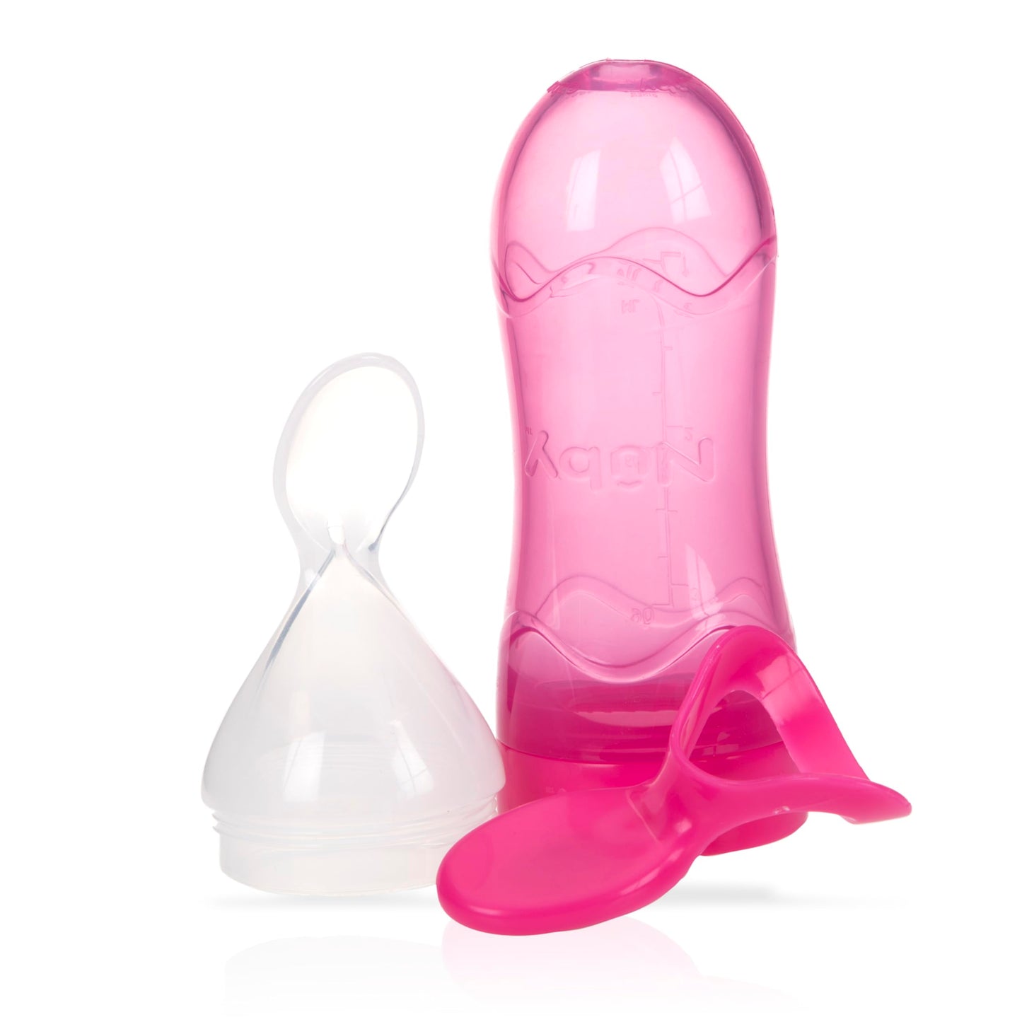 Nuby Garden Fresh Silicone Squeeze Feeder With Spoon And Hygienic Cover - Pink