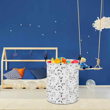 Clocor Cat Laundry Basket,Waterproof Baby Girls Nursery Hamper, Girls' Room Decor,Kids Toys Storage Bin,Gift Basket(Black & Whit