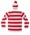 Mgdru Red&White Stripes Cosplay Costume,Halloween Costumes,Funny Sweatshirt Outfit Glasses Suits