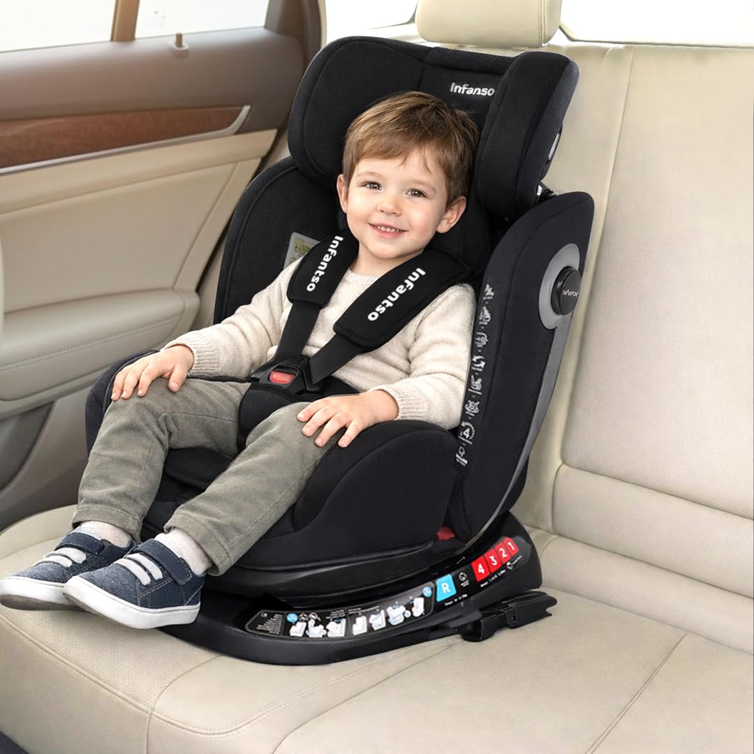 Infantso RideOn Isofix (Ece R44/04 Certified) Car Seat 360 Rotating Recliner Baby Car Seat For 0 To 12 Years Convertible Cars