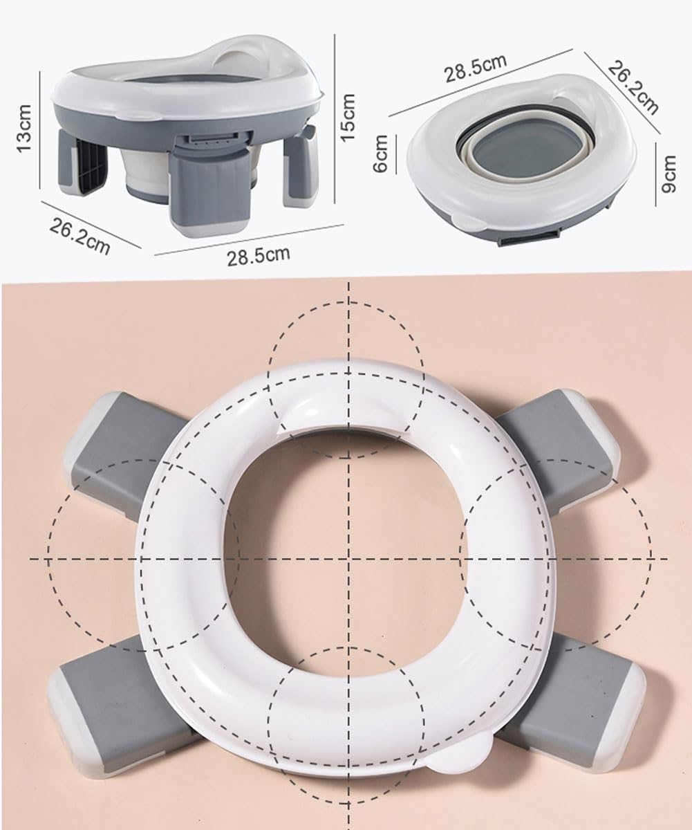 Honboom Kids Travel Potty | Foldable Car Potty | Potty Training Toilet W/Travel Bag & Potty Liners For Indoor And Outdoor (Blue)