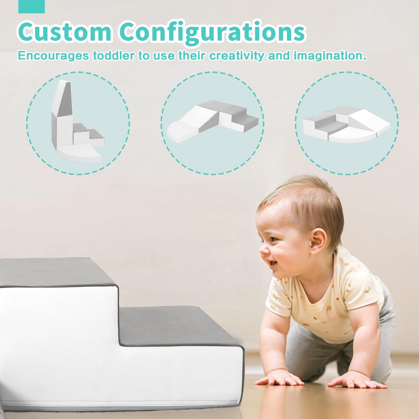 Todiby Foam Blocks Climbing For Kids: Toddler Toys For Indoor And Outdoor Fun - Soft Pu Leather Play Structure For Crawling And