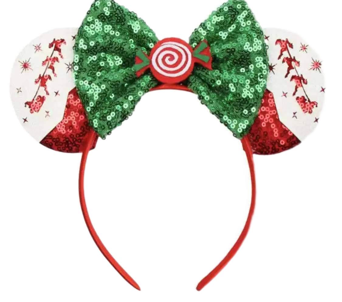 Clgift Christmas Reindeer Minnie Ears,Pick Your Color, Iridescent Minnie Ears, Silver Gold Blue Minnie Ears, Rainbow Sparkle Mou
